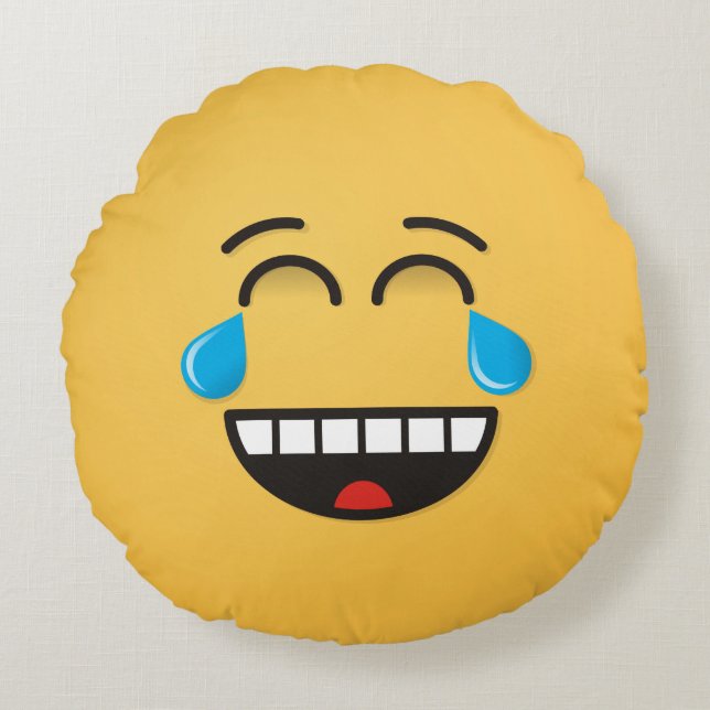 Face avec les larmes de la joie Coussin rond (Devant)