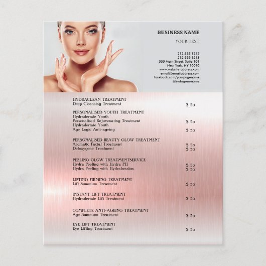 FACE-BEHANDELING Beauty Salon 4,5 x 5,6 inch Flyer (Voorkant)