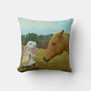Face Blond horse & Spring flower Bunny Kussen