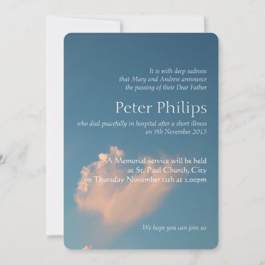 Face Cloud 3 Invitation à l'Faire-part funéraire (Dos)