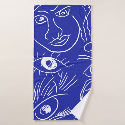 Face de beauté sans couture une ligne dessin isolé (Serviette de bain)
