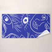 Face de beauté sans couture une ligne dessin isolé (Serviette de bain)