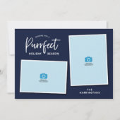 Face de chat bleu et rouge Purrfect Carte photo de (Devant)