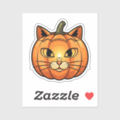 Face de lanterne Citrouille de chat - Sticker en v (Feuille)