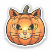 Face de lanterne Citrouille de chat - Sticker en v (Recto)
