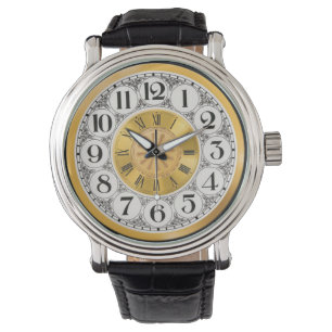 Face de montre à l'élégance numérique d'or Art