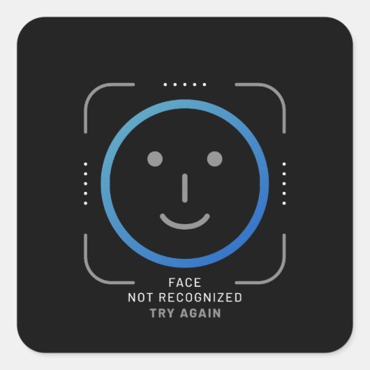 Face ID Grappig Vierkante Sticker (Voorkant)