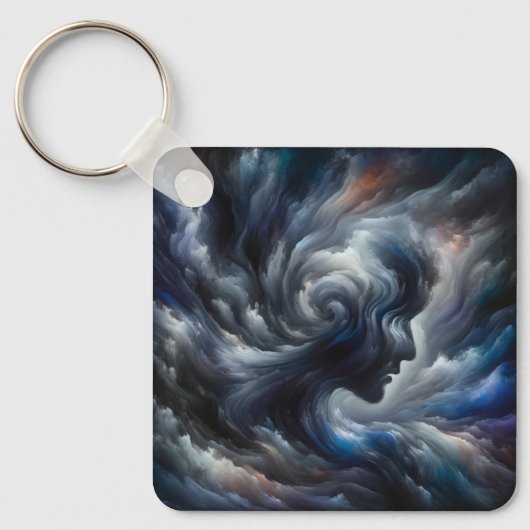 face in clouds Surreal Fantasy Art Sleutelhanger (Voorkant)