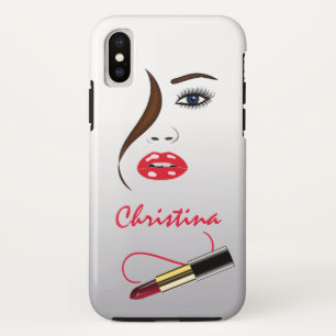 Face & Lipstick Kiss in de Mirror Makeup Artist iPhone X Hoesje
