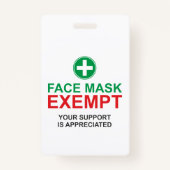 Face Mask Exempt Badge (Achterkant)