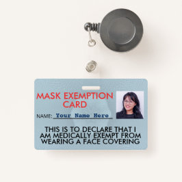 Face Mask Exemption Card ID Badge
