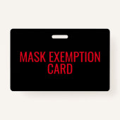 Face Mask Exemption Card ID Badge (Achterkant)