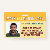 Face Mask Exemption Card ID Badge (Voorkant)