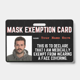 Face Mask Exemption Card ID Badge