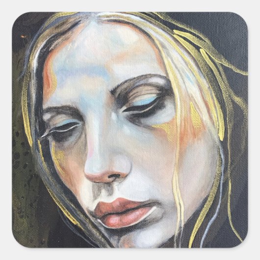 Face of sadness, young lady artwork stickers (Devant)