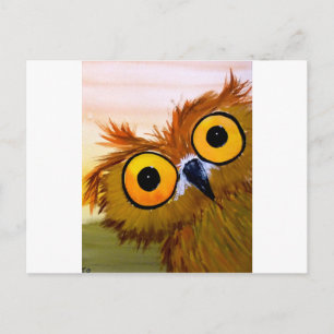 Face owl waterverf-vogelschilderij grappig briefkaart