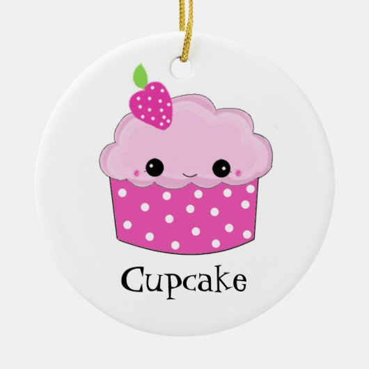 Face Pink Cupcake Keramisch Ornament (Voorkant)