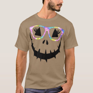 Face Pumpkin Halloween Tie Dye Glasses , Jack O La T-shirt