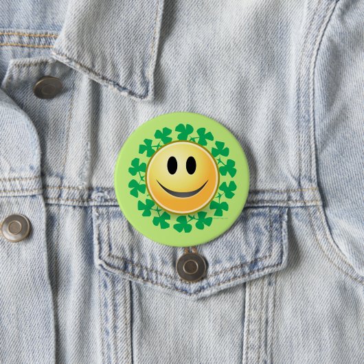 Face Shamrock St. Patricks Day Button (In situ)