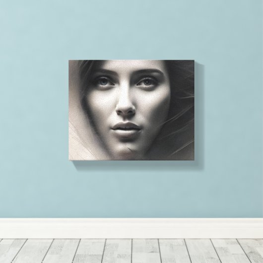 Face Sketch Canvas Afdruk (Insitu (Houten vloer))