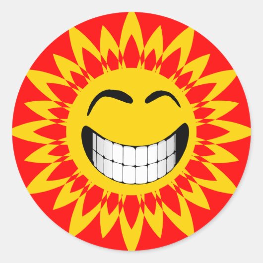 FACE SUNSHINE RONDE STICKER (Voorkant)