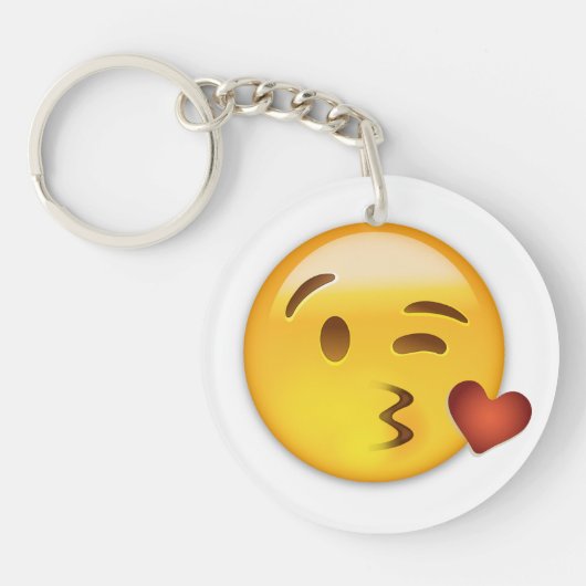 Face Throting a Kiss Emoji Sleutelhanger (Voorkant)