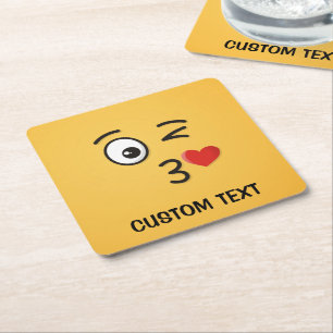 Face Throting a Kiss Vierkante Kartonnen Onderzetter