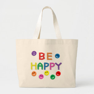 Face Wees blij Grote Tote Bag
