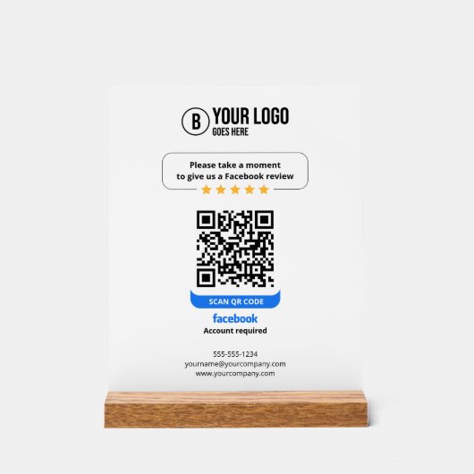 Facebook Avis QR Code Note Mon entreprise 5 étoile (Recto)