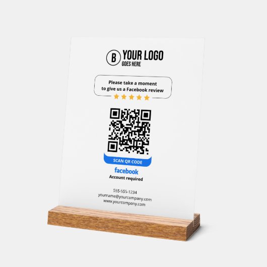 Facebook Avis QR Code Note Mon entreprise 5 étoile (Angle)