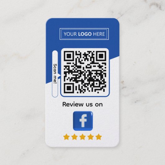 Facebook bedrijfsbeoordeling met QR-code Visitekaartje (Voorkant)