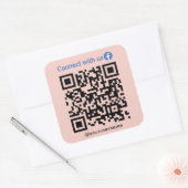 Facebook Connect Met Ons QR Code Blush Roze Vierkante Sticker (Envelop)