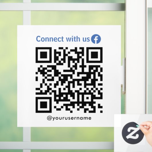 Facebook Connect Met Ons QR Code Wit Raamsticker (Huis)