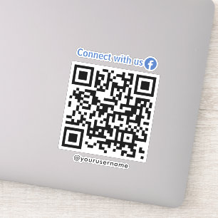Facebook Connect Met Ons QR Code Wit Sticker