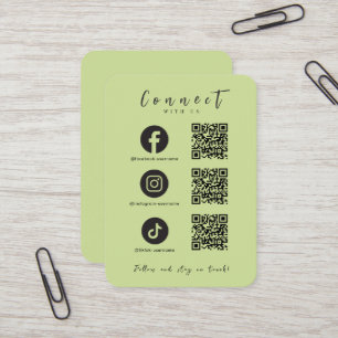 Facebook Instagram TikTok QR Code Lime Green Visitekaartje