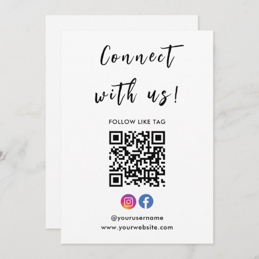 Facebook Qr Code installeren Maak verbinding met o Kaart (Voorkant / Achterkant)