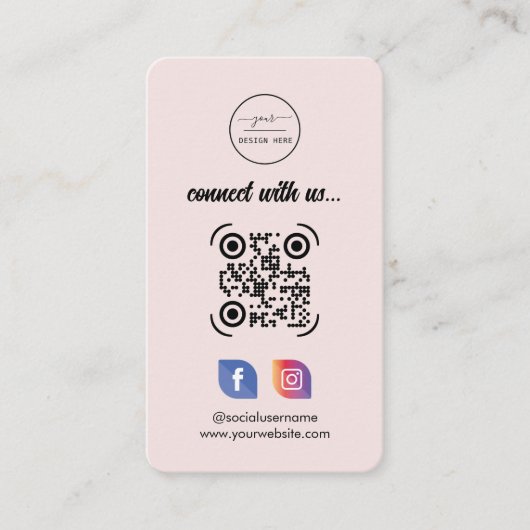 Facebook QR-code installeren | Sociale media roze  Visitekaartje (Voorkant)