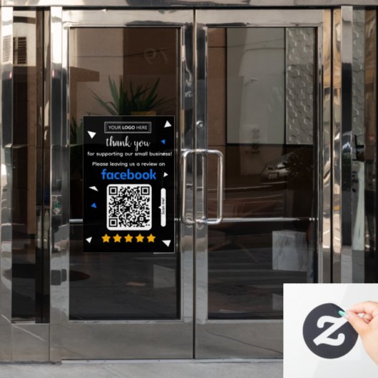 Facebook Review Verzoekkaart met Logo en QR-code Raamsticker (Kantoordeur)
