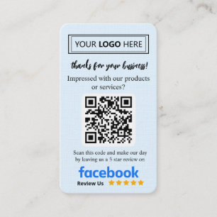Facebook Review Verzoekkaart met Logo en QR-code Visitekaartje