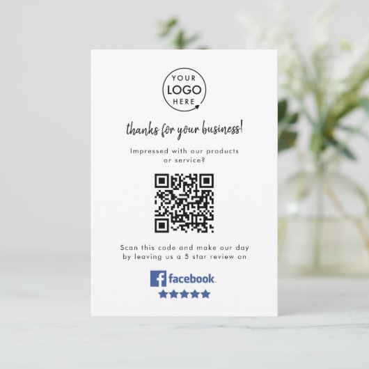 Facebook-Reviewen | Business Review Link QR Code Informatiekaartje (Staand voorkant)
