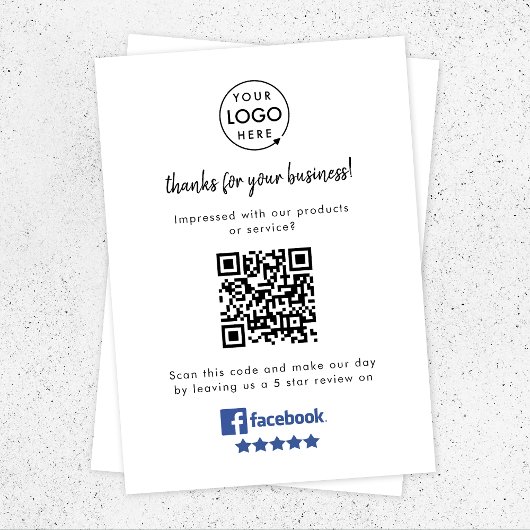Facebook-Reviewen | Business Review Link QR Code Informatiekaartje