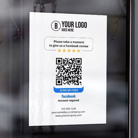 Facebook Reviews QR-code Beoordeel Mijn Bedrijf 5 Raamsticker