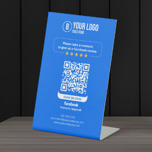 Facebook Reviews QR-code Beoordeel Mijn Bedrijf 5  Reclamebord Met Voetstuk