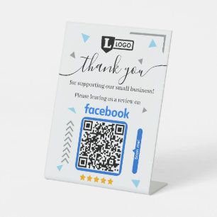 Facebook Reviewverzoek met Logo en QR-code Reclamebord Met Voetstuk