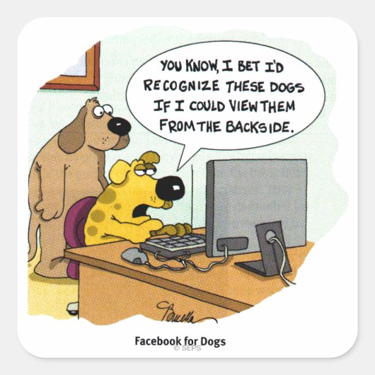 Facebook voor honden vierkante sticker (Voorkant)