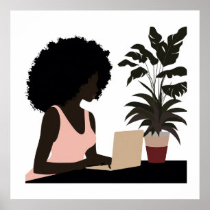 Faceless Afro-Amerikaanse Vrouw Werken Wall Art Poster