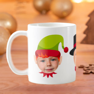 Faces amusantes Mug de Noël - Elf Snowman Père Noë
