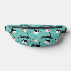 Faces de chat de saut amusant sur Turquoise