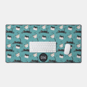 Faces de chatte de saut amusantes sur Monogramme T (Clavier et souris)