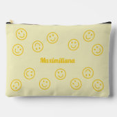 Faces Joyeuses - Jaune - LARGE Pochette Accessoire (Recto)